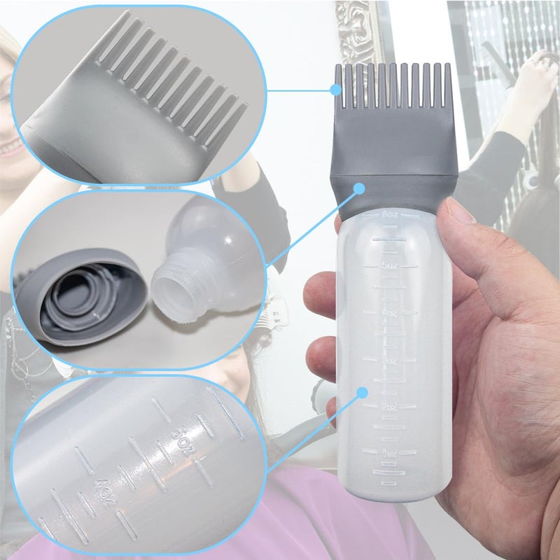 ELANE 4 Pack Root Comb Applicator Bottle for Hair Oiling, Dye, Shampoos and Salons (Purple+Grey) - Image 3